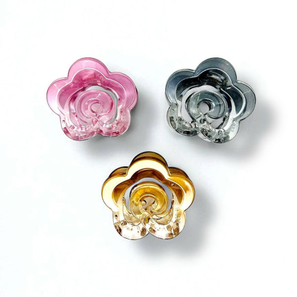 Glossy Rose Hair Claw Clips (Set of 3)