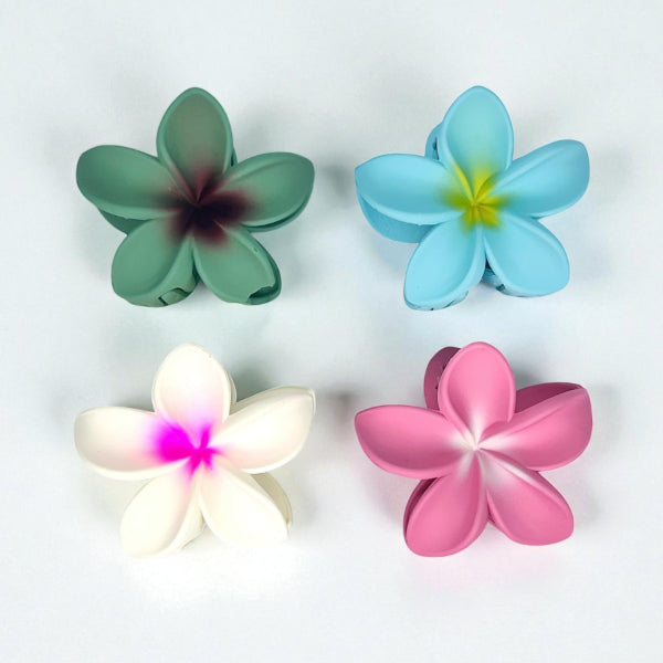 Aqua Plumeria Flower Hair Claw