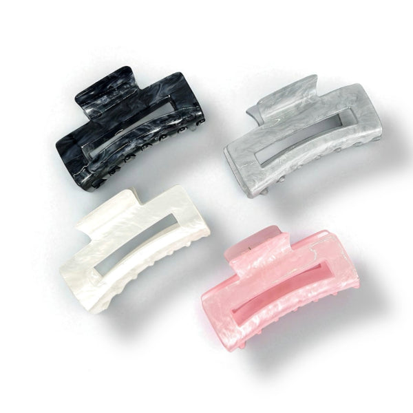 Marble Style Rectangle Hair Claw Clips (Set of 4)