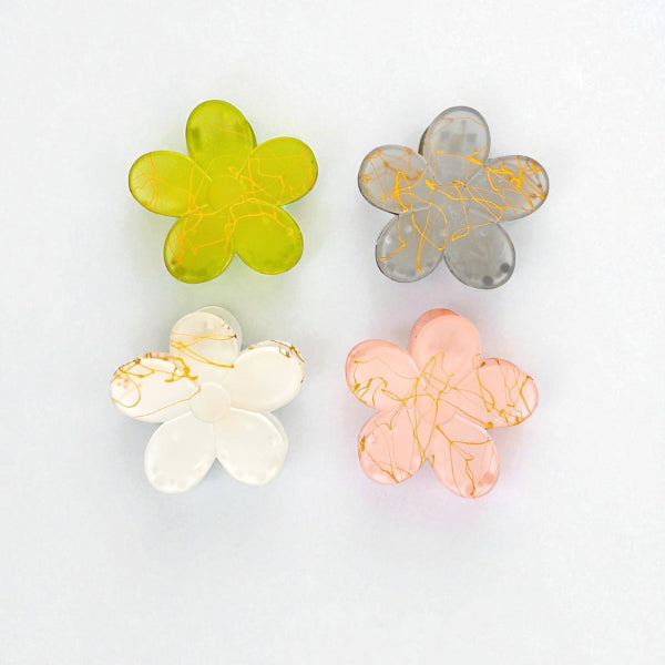 Marble Flower Hair Claw Clips (Set of 4)