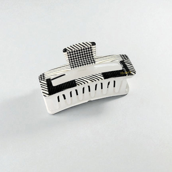 Black & White Pattern Rectangle Hair Claw
