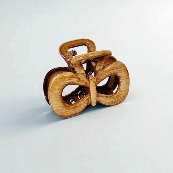 Wooden Finish Bow Hair Claw