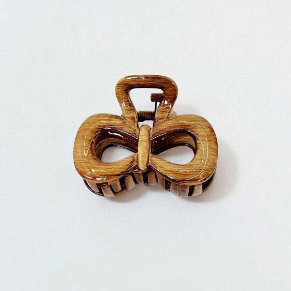 Wooden Finish Bow Hair Claw