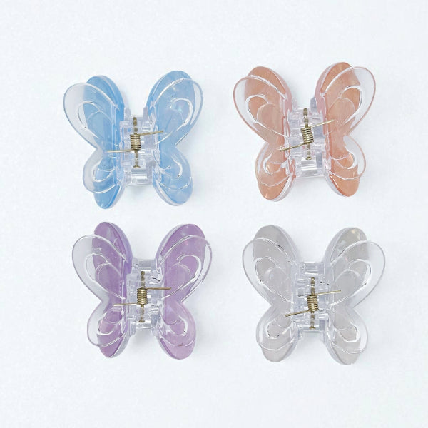 Crystal Butterfly Hair Claw - Set of 4