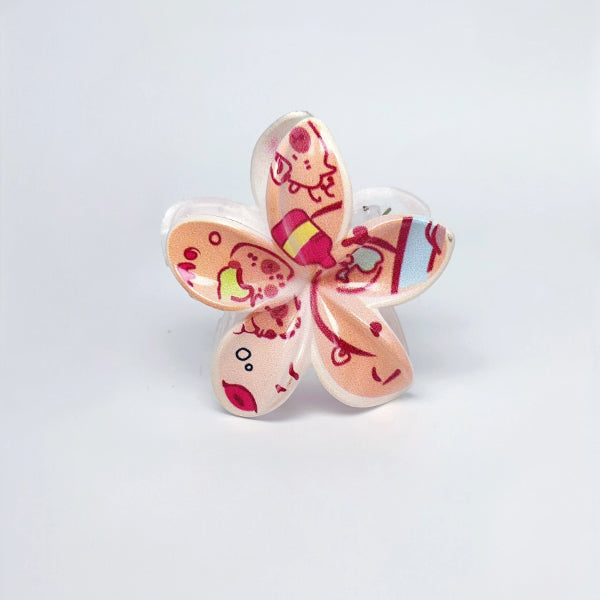 Cartoon Print Flower Hair Claw