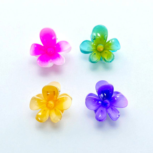 Mini flower bloom hair claw - set of 4
