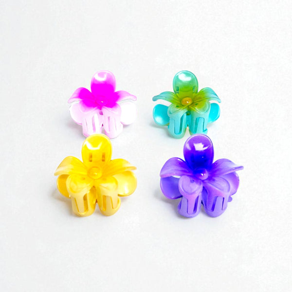 Mini flower bloom hair claw - set of 4