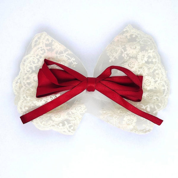 Elegant Lace & Satin Bow Hairpin