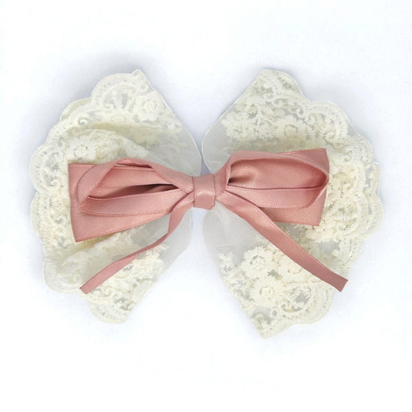 Elegant Lace & Satin Bow Hairpin