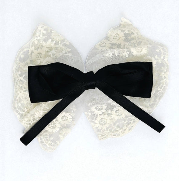 Elegant Lace & Satin Bow Hairpin