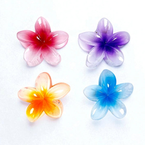 Colorful Floral Hair Clips - Set of 4
