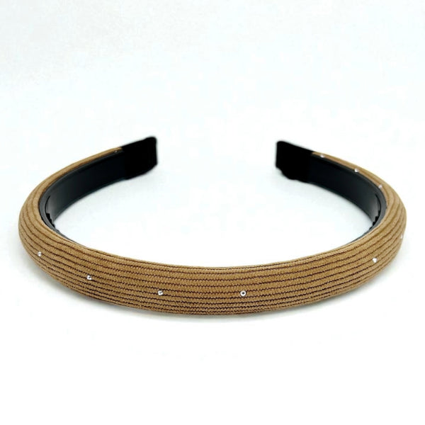 Textured Padded Headband with Subtle Rhinestone