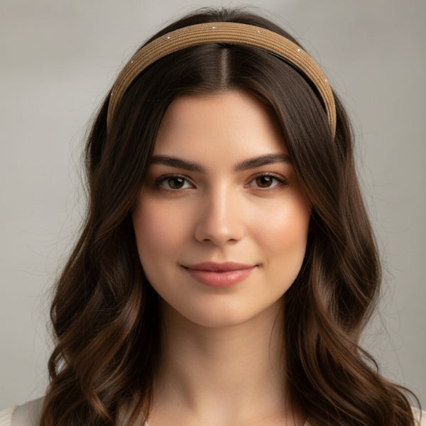 Textured Padded Headband with Subtle Rhinestone