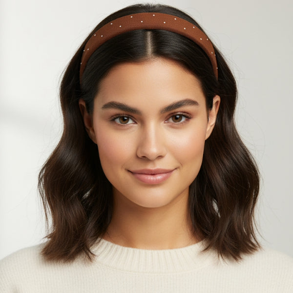 Chestnut Satin Rhinestone Headband