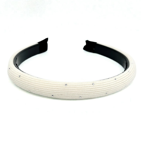 Textured Padded Headband with Subtle Rhinestone