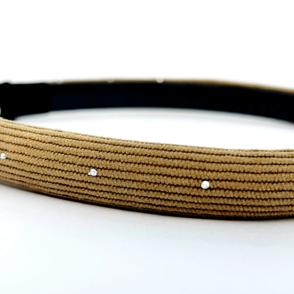 Textured Padded Headband with Subtle Rhinestone