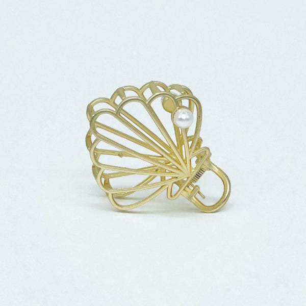 Golden Seashell Pearl Hair Claw