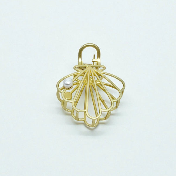 Golden Seashell Pearl Hair Claw
