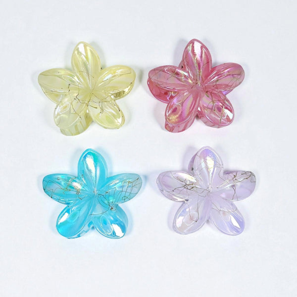 Iridescent Flower Hair Claw - Set of 4