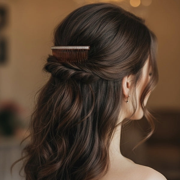 Vintage Crystal Hair Comb – Bronze Finish