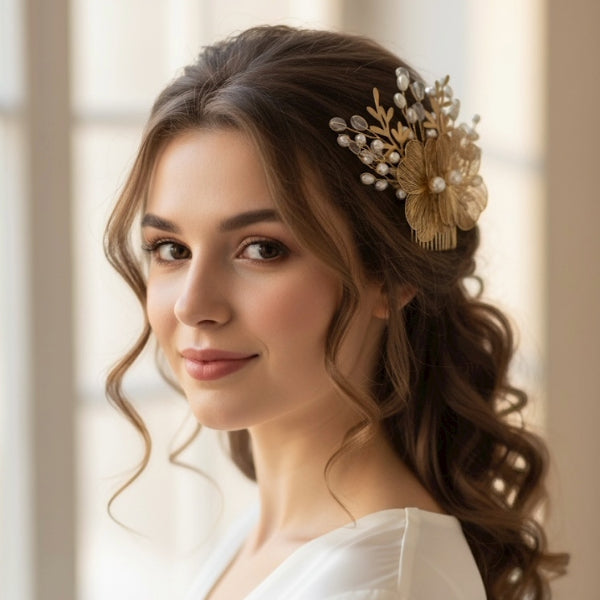 Golden Blossom Bridal Hair Comb