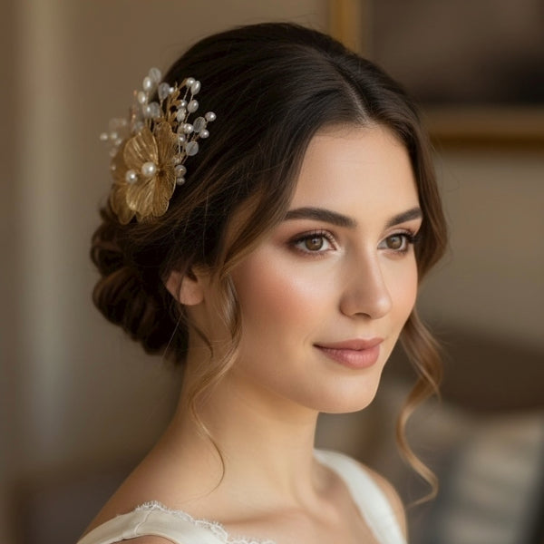 Golden Blossom Bridal Hair Comb