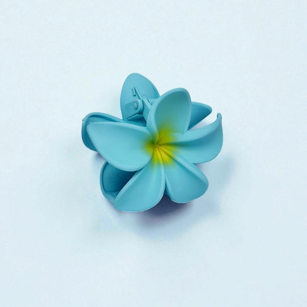 Aqua Plumeria Flower Hair Claw