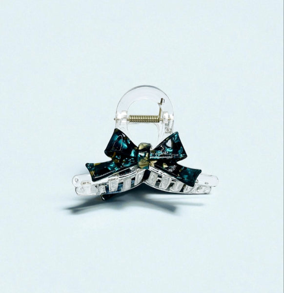 Clear Bow Accent Mini Hair Claw