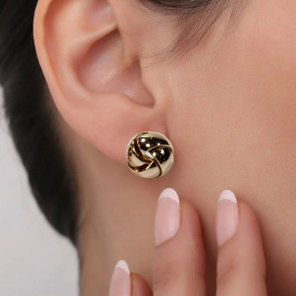 Gold Knot Stud Earrings