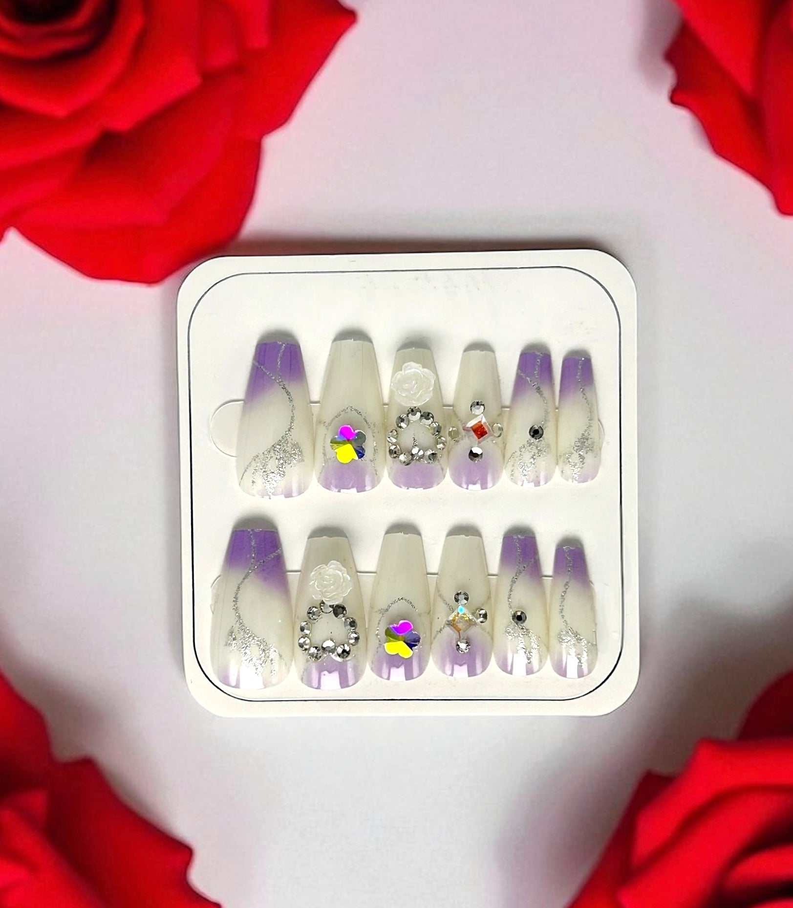 Lilac Galaxy Nails Set