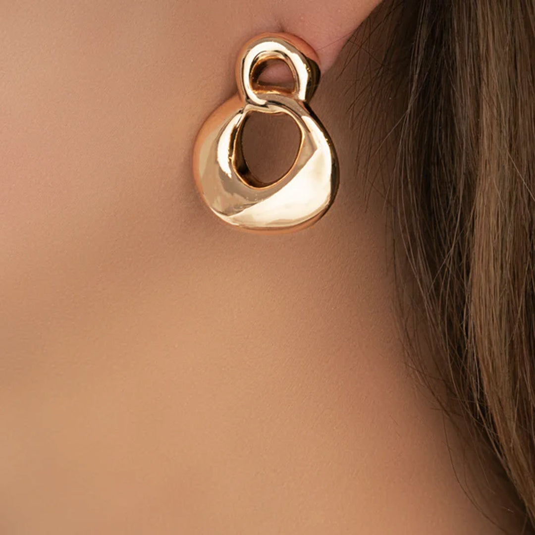 Abstract Gold Stud Earrings