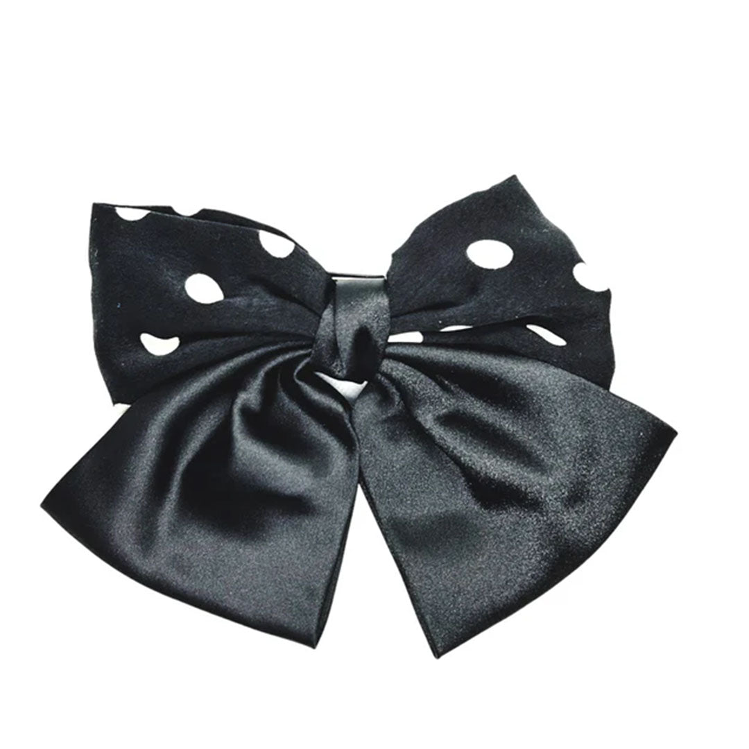 Polka Dot Satin Bow Pin
