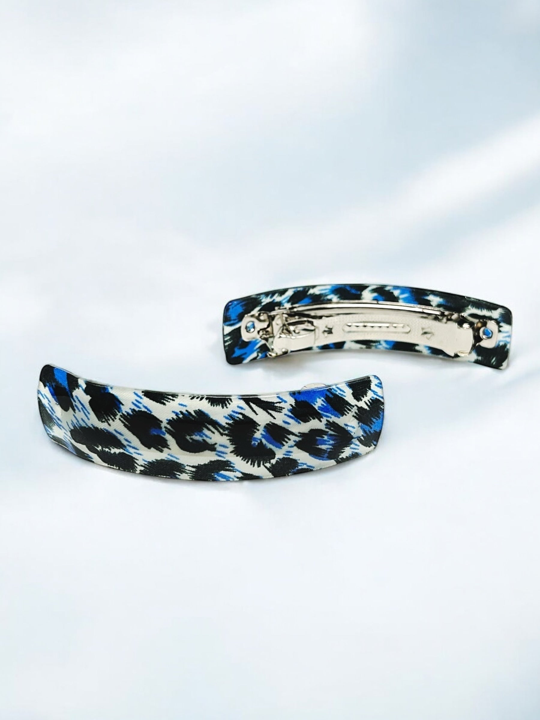 Electric Blue Leopard French Barrette