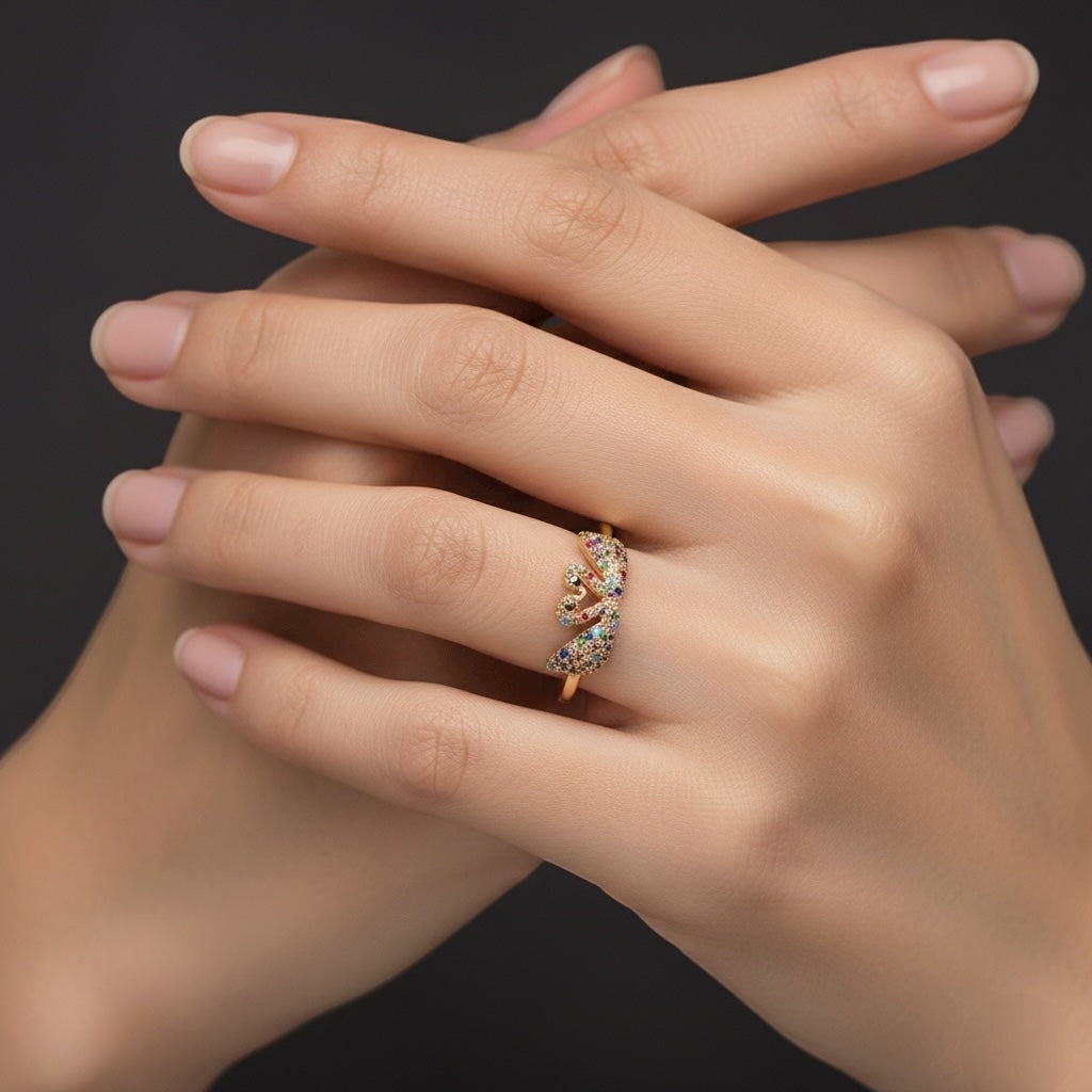 Multicolor Swan Ring