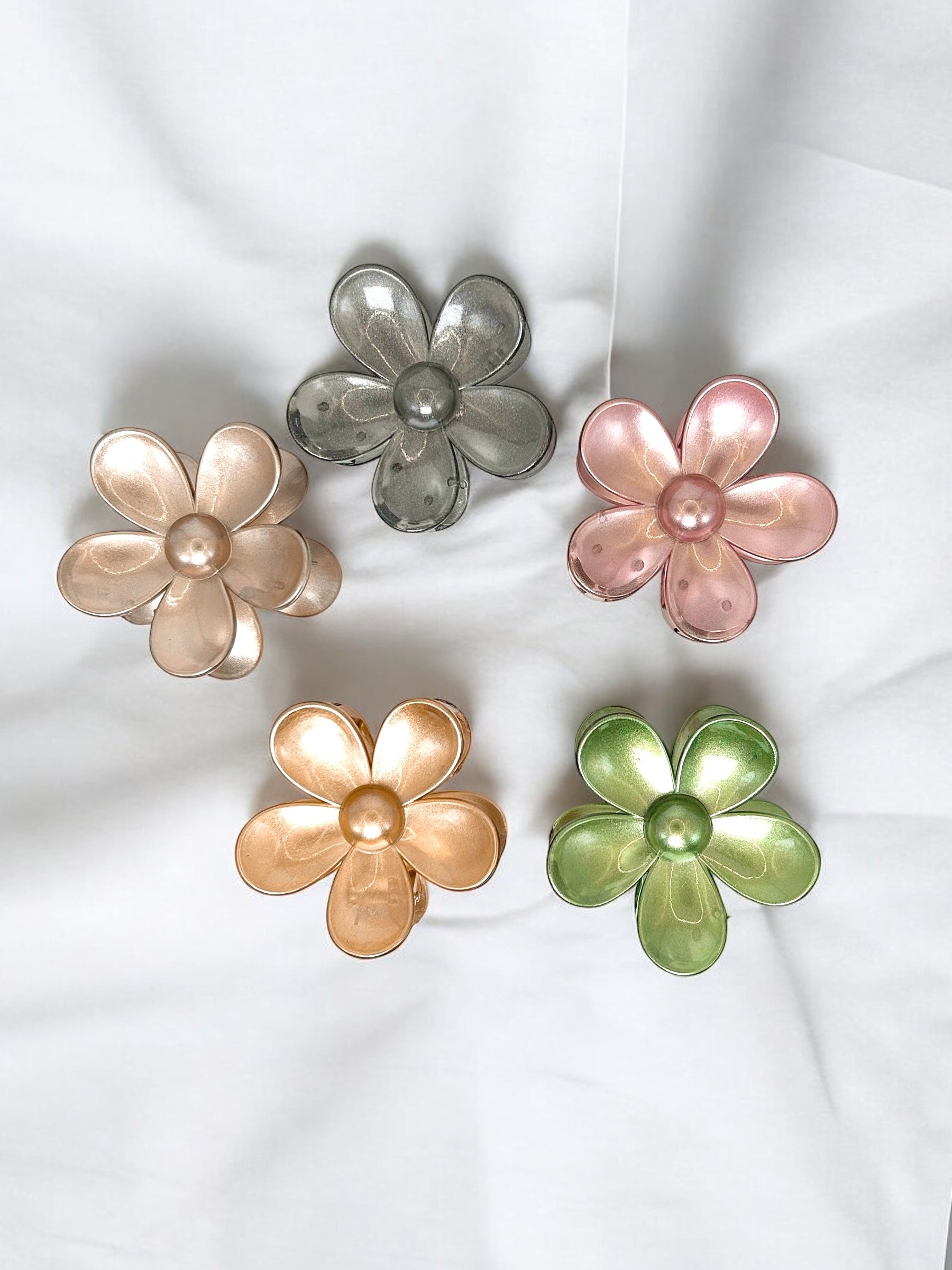 Shimmery Rose Flower Hair Claw