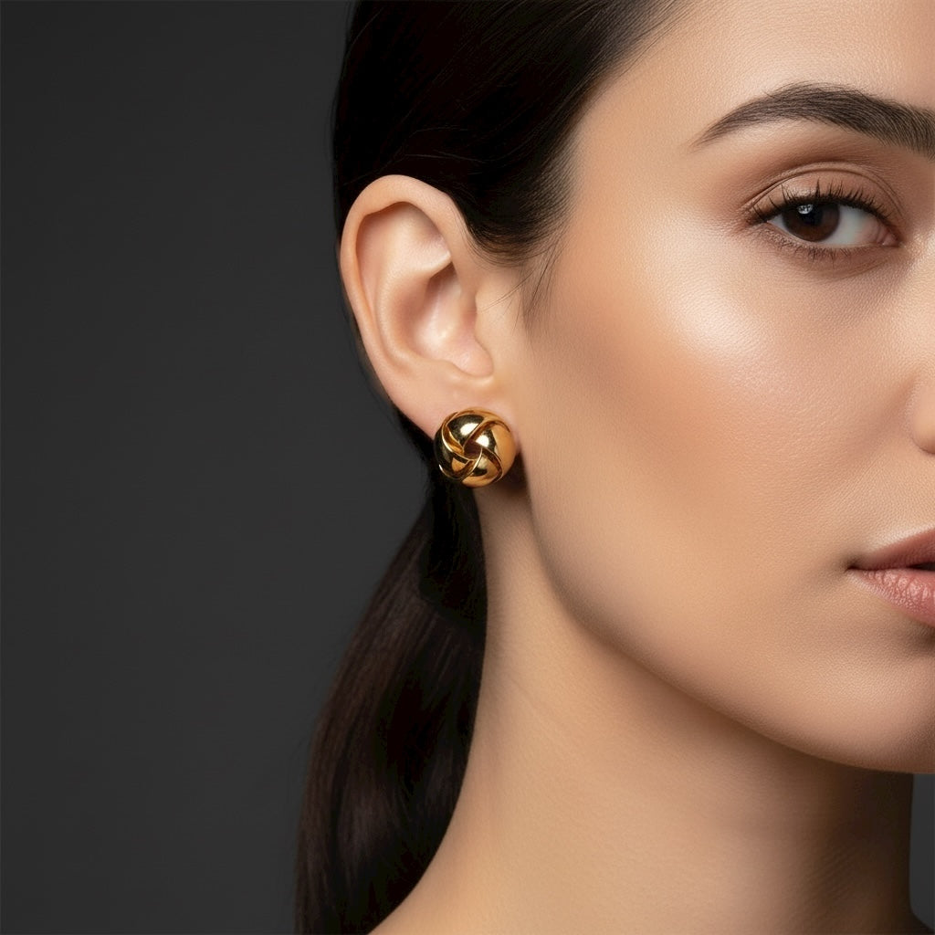 Gold Knot Stud Earrings