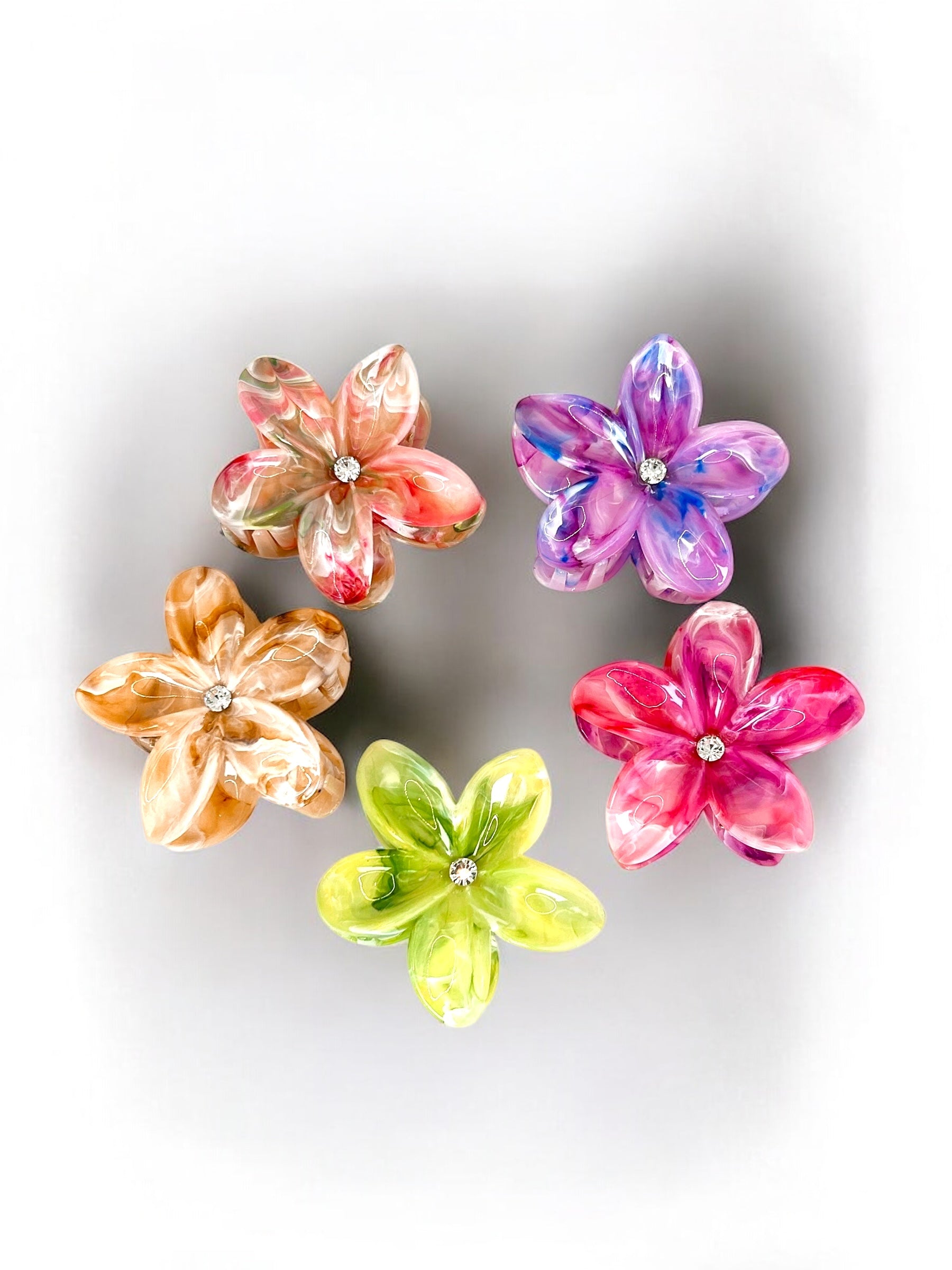 Glossy Green Floral Hair Claw